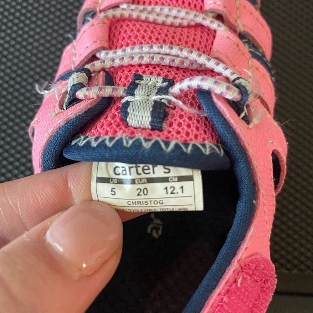 Carters water shoes closed toe athletic shoes size 5 pink blue